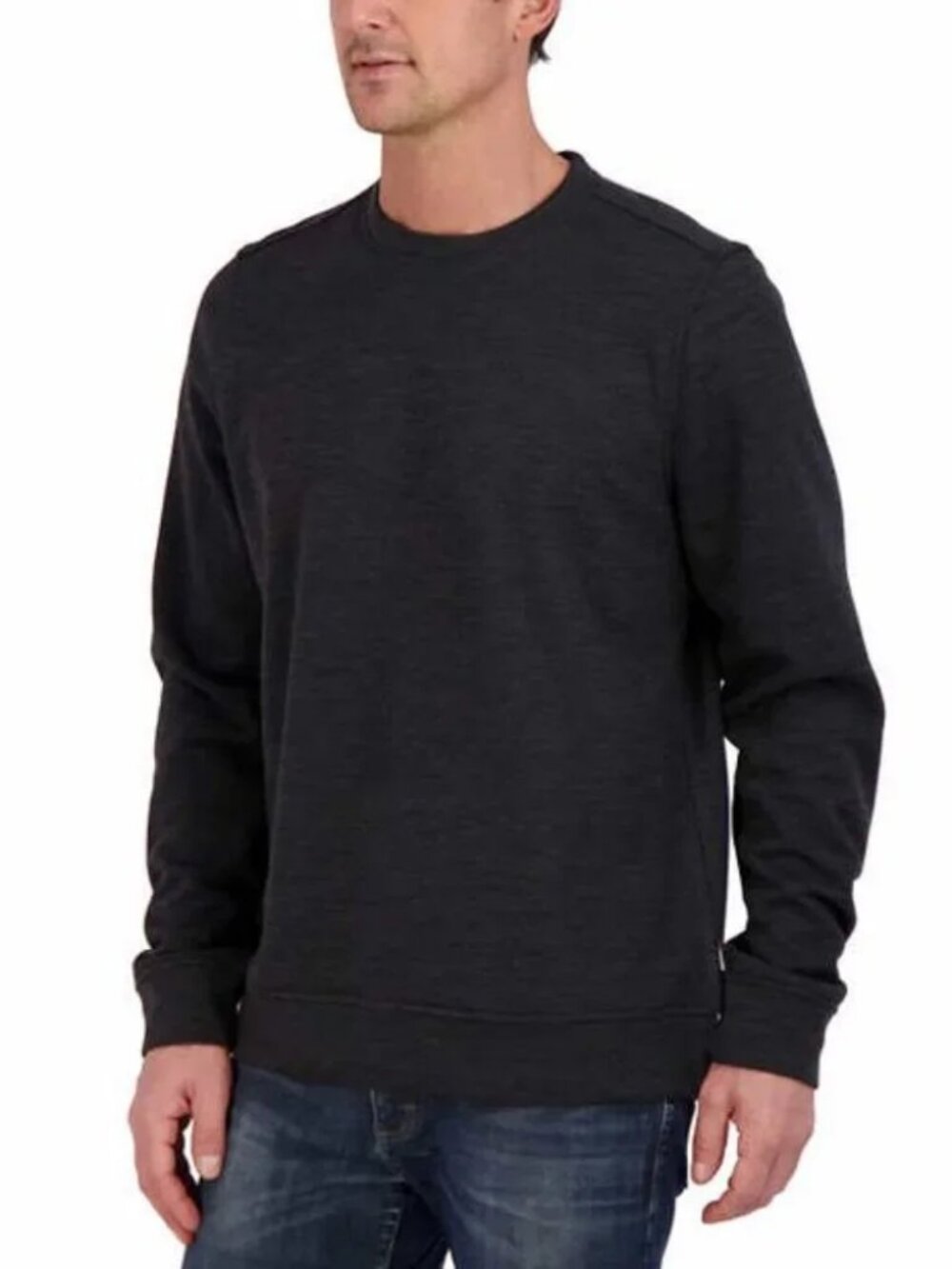 NEW Gerry Men's Dark Solid Textured Long Sleeve Crewneck Pullover Sweatshirt Top